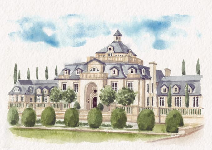 I will paint your wedding venue photo in watercolor illustration