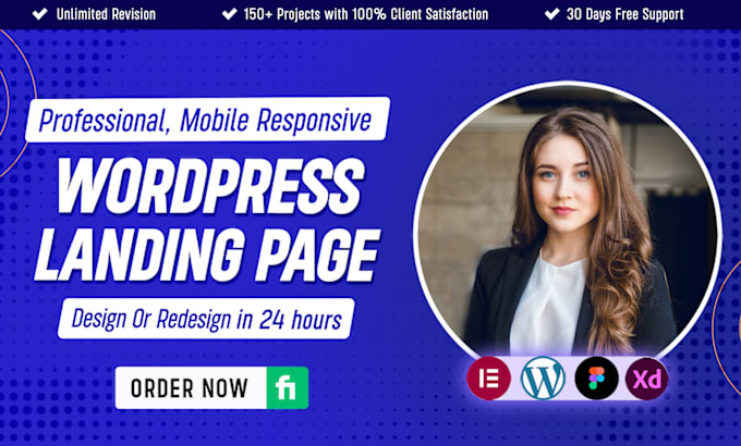 I will create responsive wordpress elementor landing page design