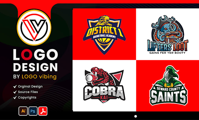 I will design any mascot, cartoon logo design with free source file