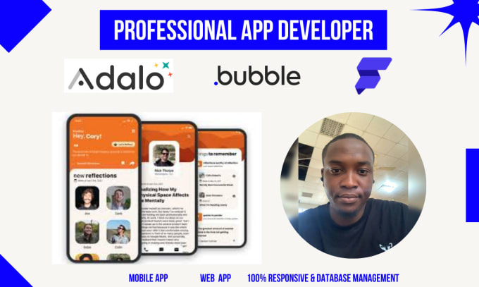 I will build new or complete your bubble adalo flutterflow mobile and web application