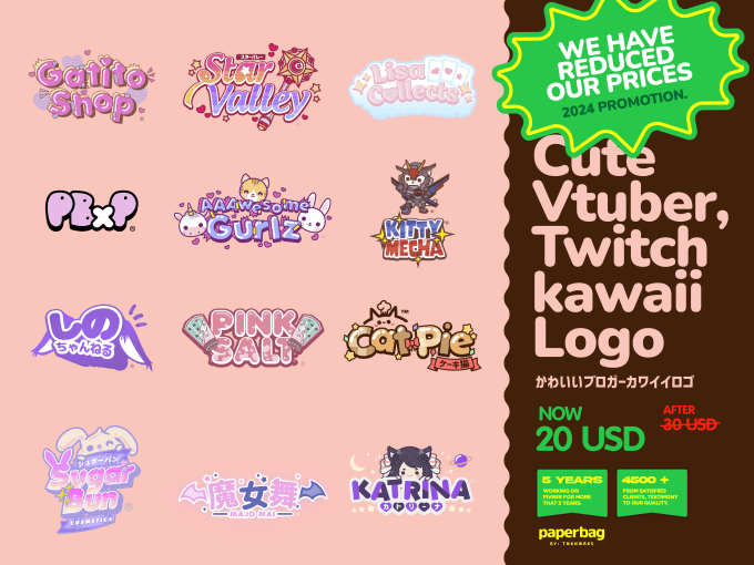 I will create a cute vtuber, twitch kawaii logo