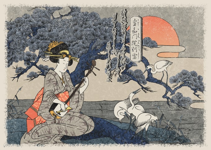 I will create high quality illustrations in japanese ukiyoe style