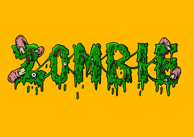 I will make art font typography horror, funny, cartoon, zombie