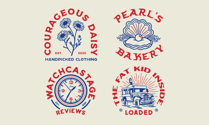 I will create vintage hand drawn logo or badge