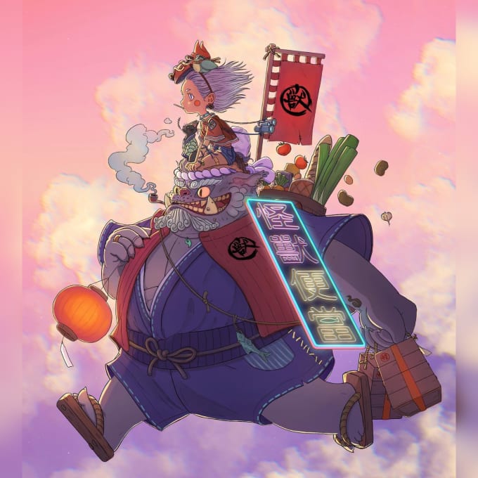 I will create cute cartoon illustrations, lofi art, anime, nft, ghibli