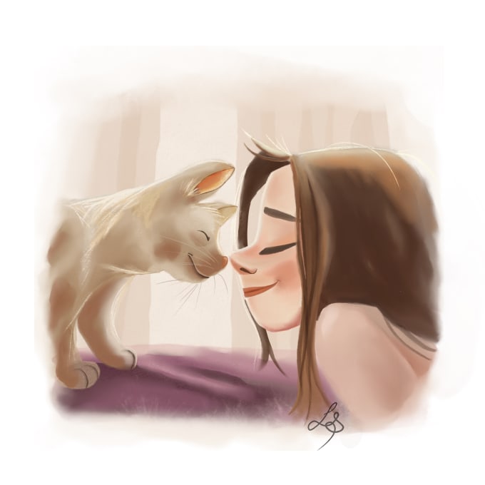 I will hand paint a stylised watercolor illustration