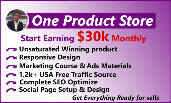 I will create 30k profits one product shopify store
