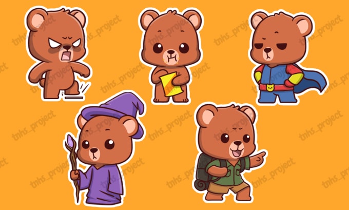 I will create cute animals sticker design, and cartoon character