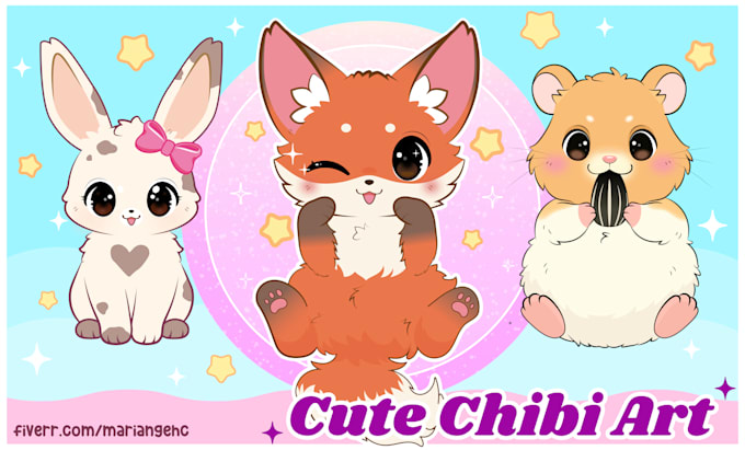 I will draw cute chibi kawaii animal character or mascot