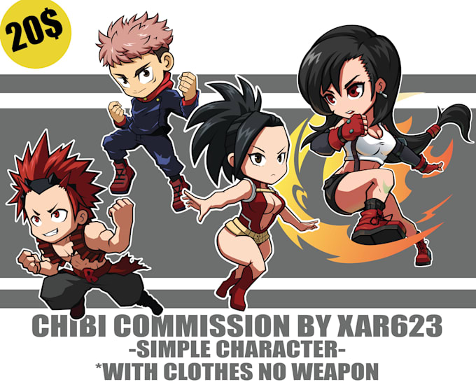 I will do my style chibi character illustration for your need