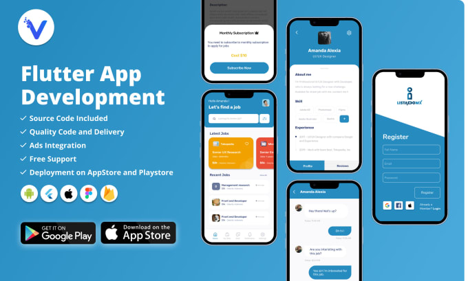 I will do mobile app development, ios app, android app creation, flutter app developer