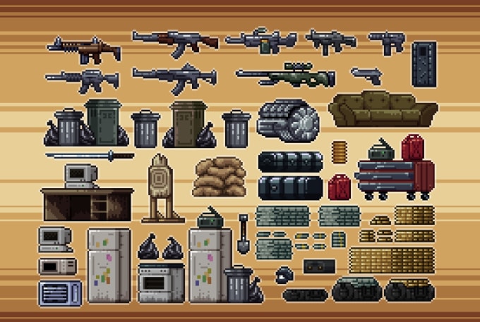 I will create pixel art assests, objects of all kinds