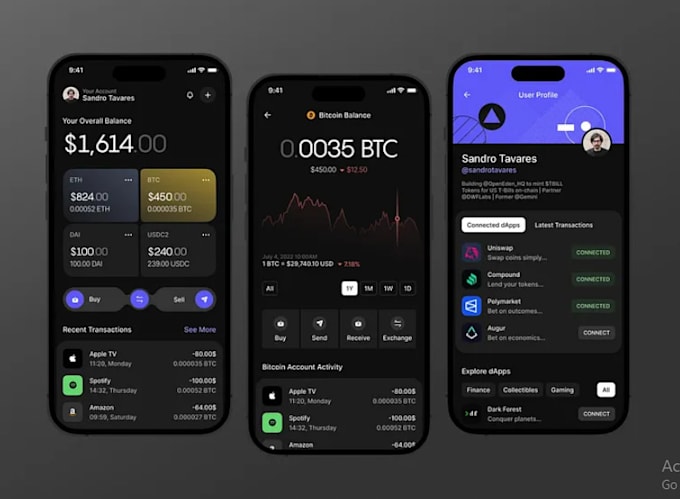 I will crypto wallet app,wallet app,fintech app,crypto app,trading app,blockchain app