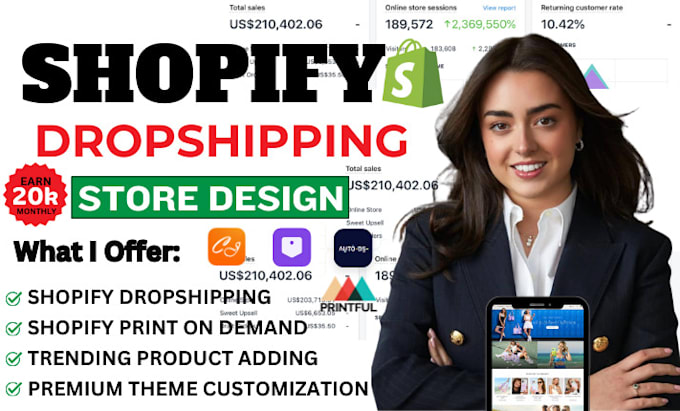 I will build shopify store, create shopify dropshipping store, shopify website design