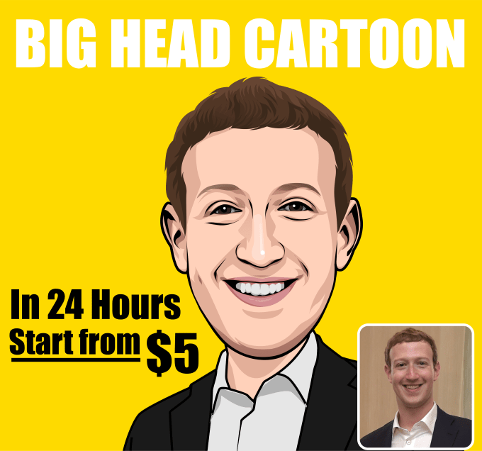 I will draw big head cartoon from your photo