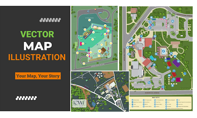 I will do custom vector map design for event, festival, venue and city