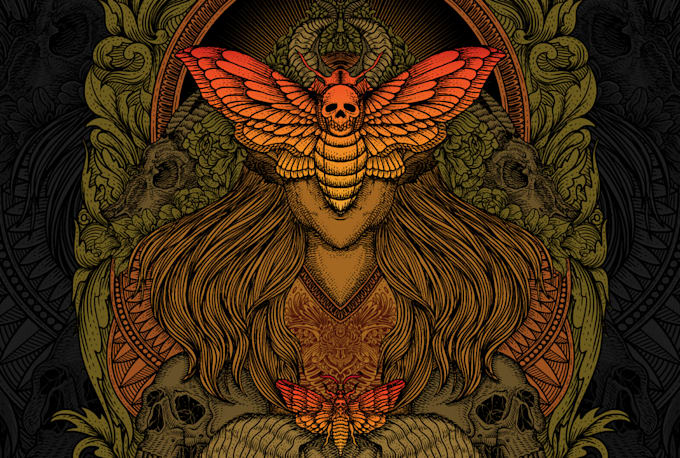 I will draw dark art illustration with engraving style