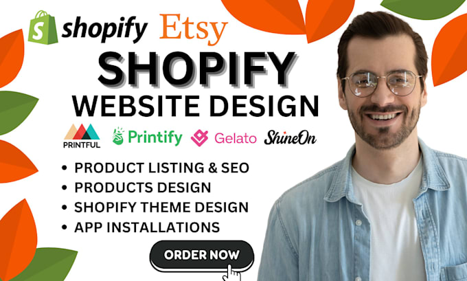 I will shopify website dropshipping store etsy printful printify shopify pod klaviyo
