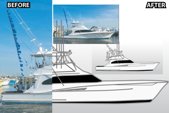 I will create line art or illustration of boat, yacht, car, object